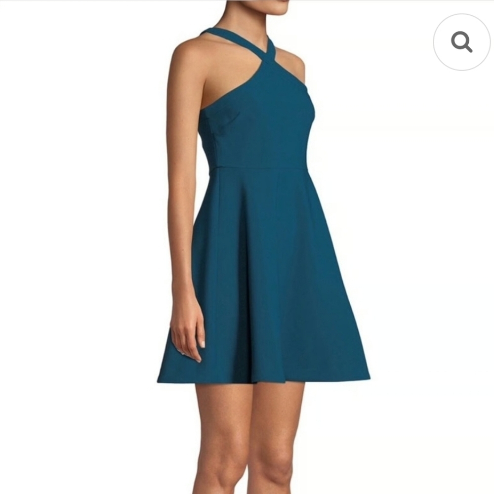 Likely Ashland Fit And Flare Halter Dress 6 Deep Teal Cross Neck Design